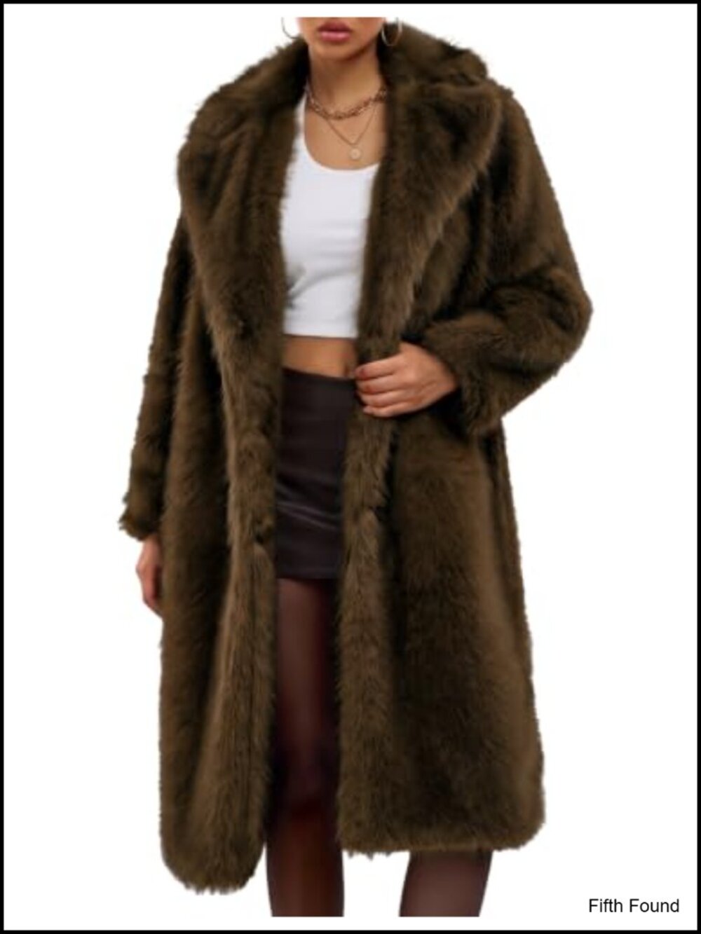 Womens Faux Fur Coat Long Warm Fluffy Winter Jacket Knee Length
